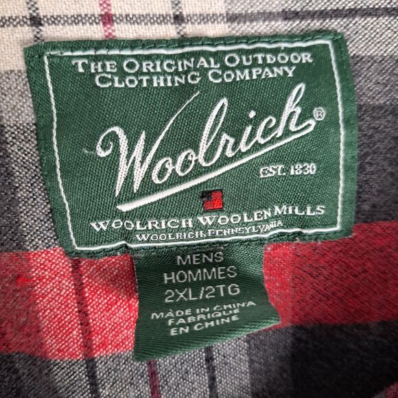 Vintage Y2K Woolrich Red & White Plaid Cotton Flannel Shirt XXL - Picture 3 of 12